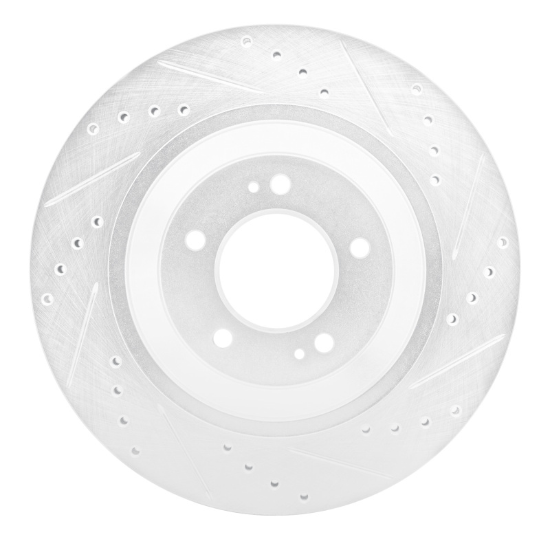 Hyundai Elantra N Brake Rotor (1) - Rear Left - R1 Concepts - Drilled & Slotted - Silver - `19-`25